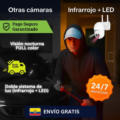Cámara de Vigilancia PTZ Resolución 4K Visión Nocturna con Detección de Movimiento Humano