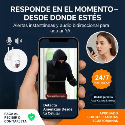 Cámara de Vigilancia PTZ Resolución 4K Visión Nocturna con Detección de Movimiento Humano