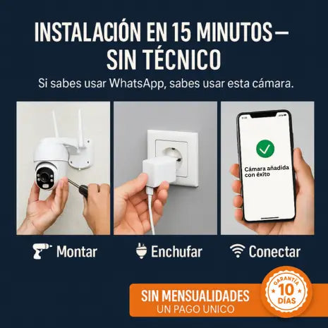 Cámara de Vigilancia PTZ Resolución 4K Visión Nocturna con Detección de Movimiento Humano